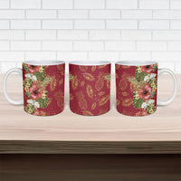 Hawaii Discoverers Day Ceramic Mug Tropical Hibiscus Glitter Crimson LT05 - Polynesian Pride