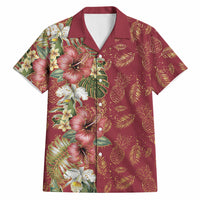 Hawaii Discoverers Day Hawaiian Shirt Tropical Hibiscus Glitter Crimson LT05 Crimson - Polynesian Pride