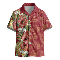 Hawaii Discoverers Day Kid Hawaiian Shirt Tropical Hibiscus Glitter Crimson LT05 - Polynesian Pride