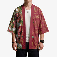 Hawaii Discoverers Day Kimono Tropical Hibiscus Glitter Crimson LT05 - Polynesian Pride