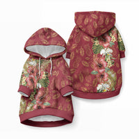 Hawaii Discoverers Day Pet Hoodie Tropical Hibiscus Glitter Crimson LT05 Pullover Crimson - Polynesian Pride