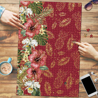 Hawaii Discoverers Day Puzzle Tropical Hibiscus Glitter Crimson LT05 Crimson - Polynesian Pride