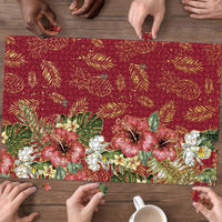 Hawaii Discoverers Day Puzzle Tropical Hibiscus Glitter Crimson LT05 - Polynesian Pride