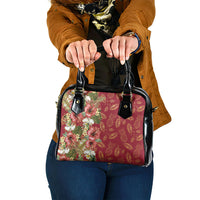 Hawaii Discoverers Day Shoulder Handbag Tropical Hibiscus Glitter Crimson LT05 One Size Crimson - Polynesian Pride