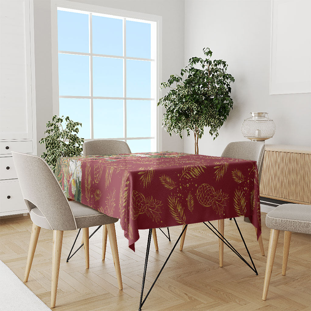 Hawaii Discoverers Day Tablecloth Tropical Hibiscus Glitter Crimson LT05 - Polynesian Pride