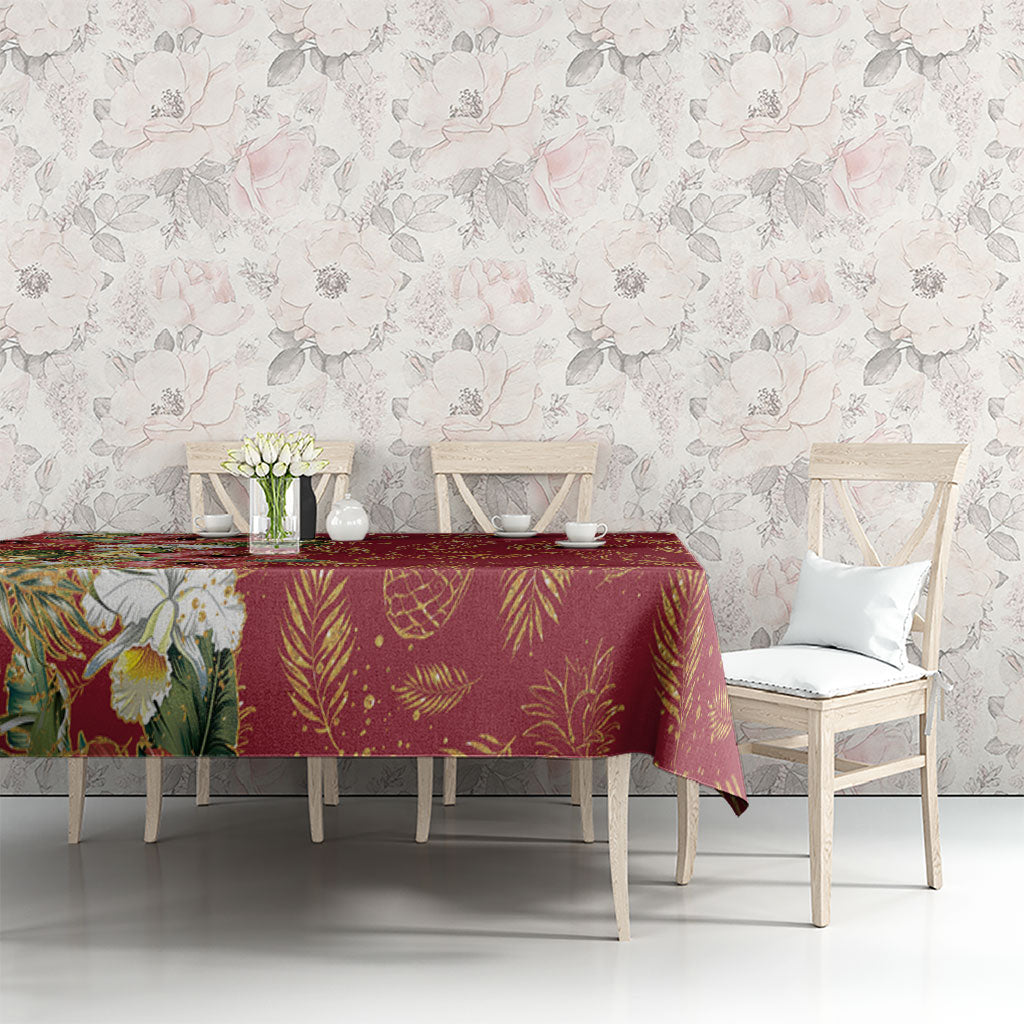 Hawaii Discoverers Day Tablecloth Tropical Hibiscus Glitter Crimson LT05 - Polynesian Pride