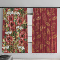 Hawaii Discoverers Day Window Curtain Tropical Hibiscus Glitter Crimson
