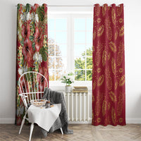 Hawaii Discoverers Day Window Curtain Tropical Hibiscus Glitter Crimson