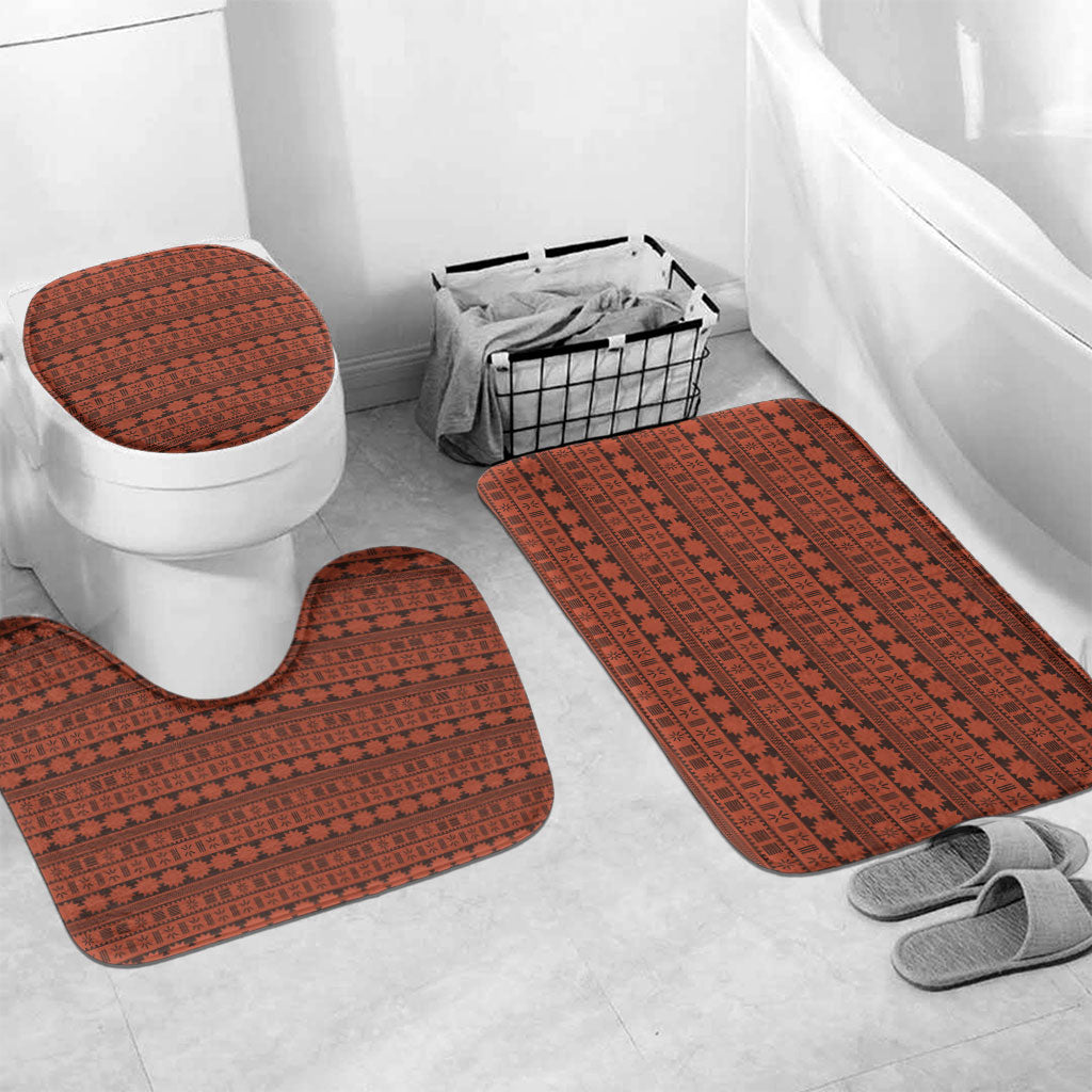 Polynesian Princess Inspired Tapa Pattern Bathroom Set LT05 Mat Set Only (3 pcs) One Size Red - Polynesian Pride