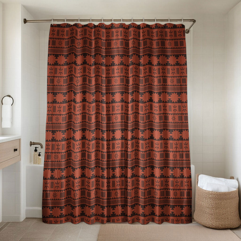 Polynesian Princess Inspired Tapa Pattern Bathroom Set LT05 Shower Curtain Only Red - Polynesian Pride