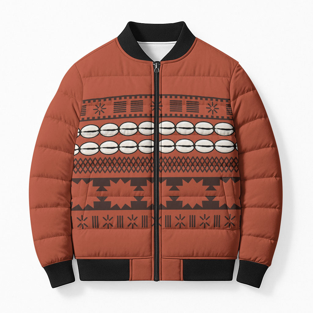 Polynesian Princess Inspired Tapa Pattern Bomber Puffer Jacket LT05 Unisex Red - Polynesian Pride