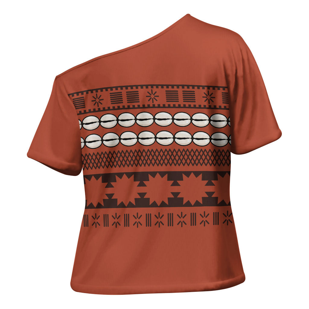 Polynesian Princess Inspired Tapa Pattern Cross Shoulder Shirt