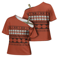 Polynesian Princess Inspired Tapa Pattern Cross Shoulder Shirt