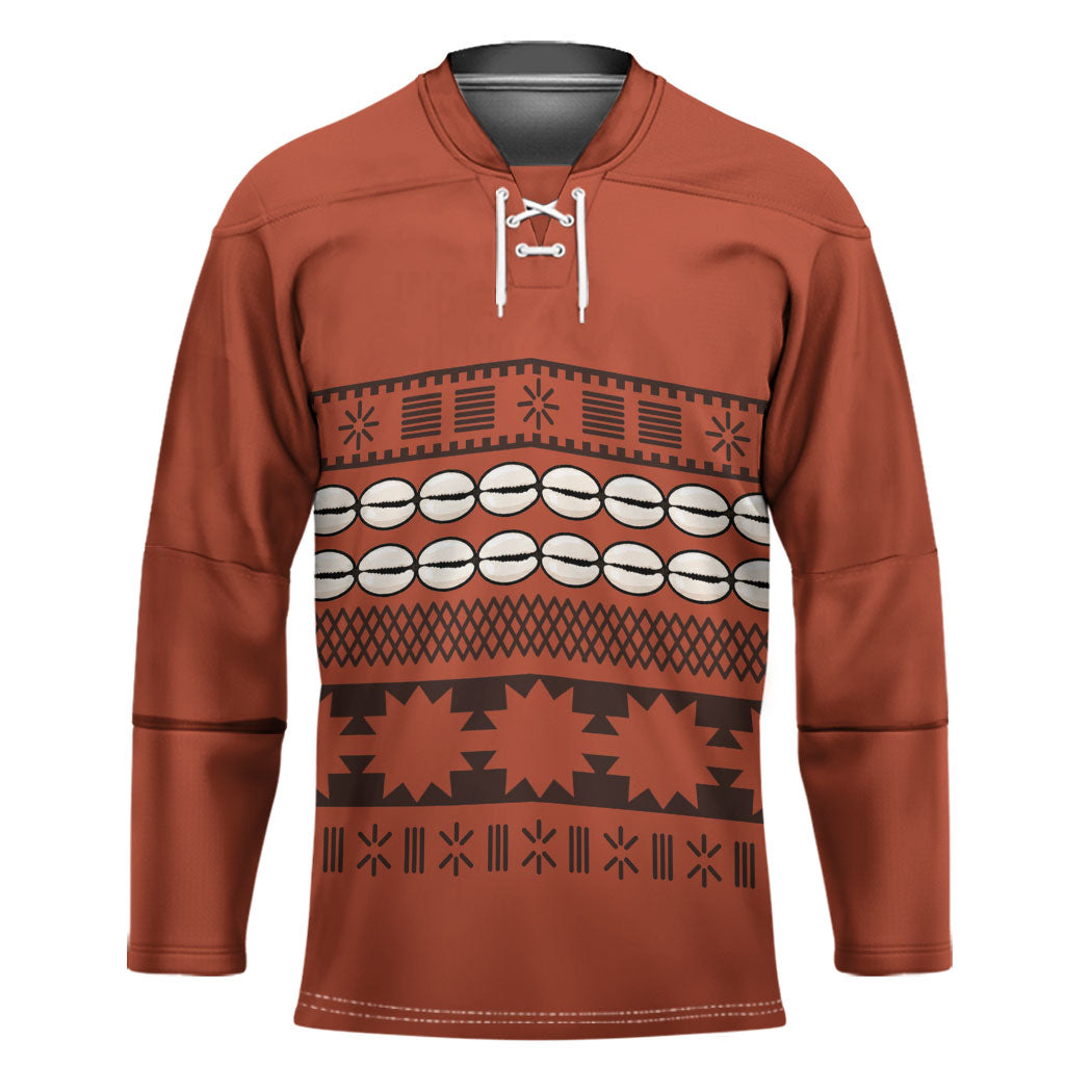 Polynesian Princess Inspired Tapa Pattern Hockey Jersey