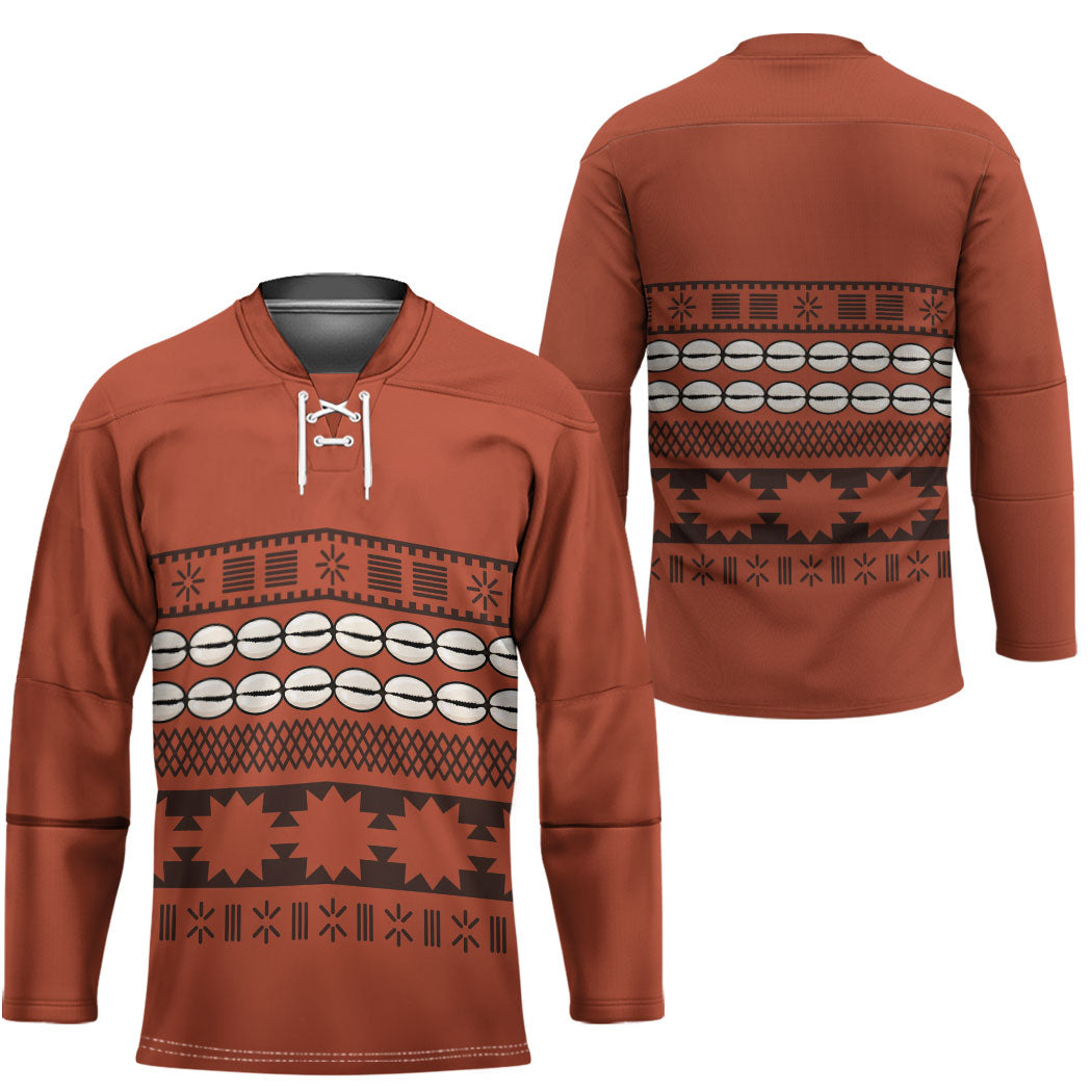 Polynesian Princess Inspired Tapa Pattern Hockey Jersey