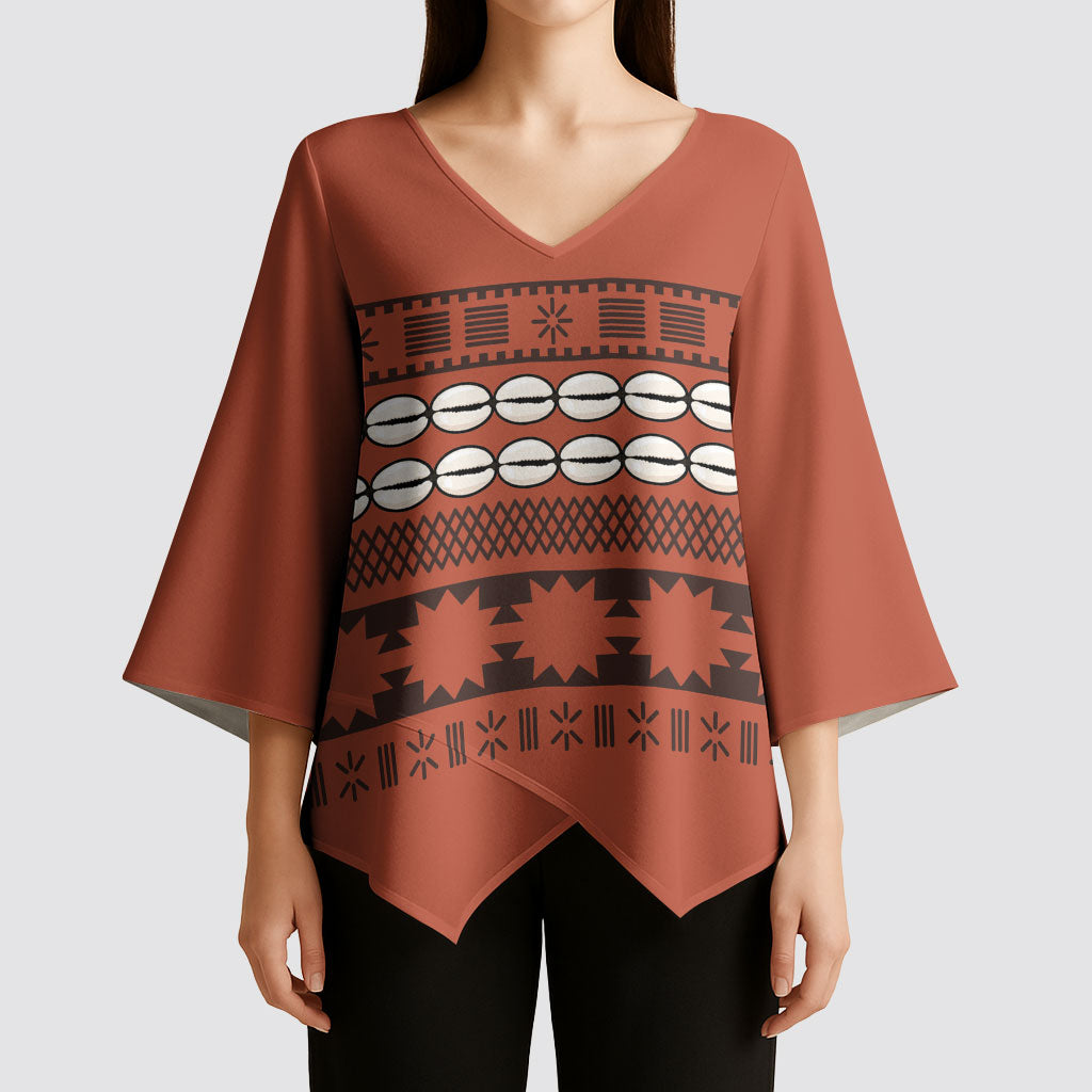 Polynesian Princess Inspired Tapa Pattern Kimono Sleeve Blouse LT05 - Polynesian Pride