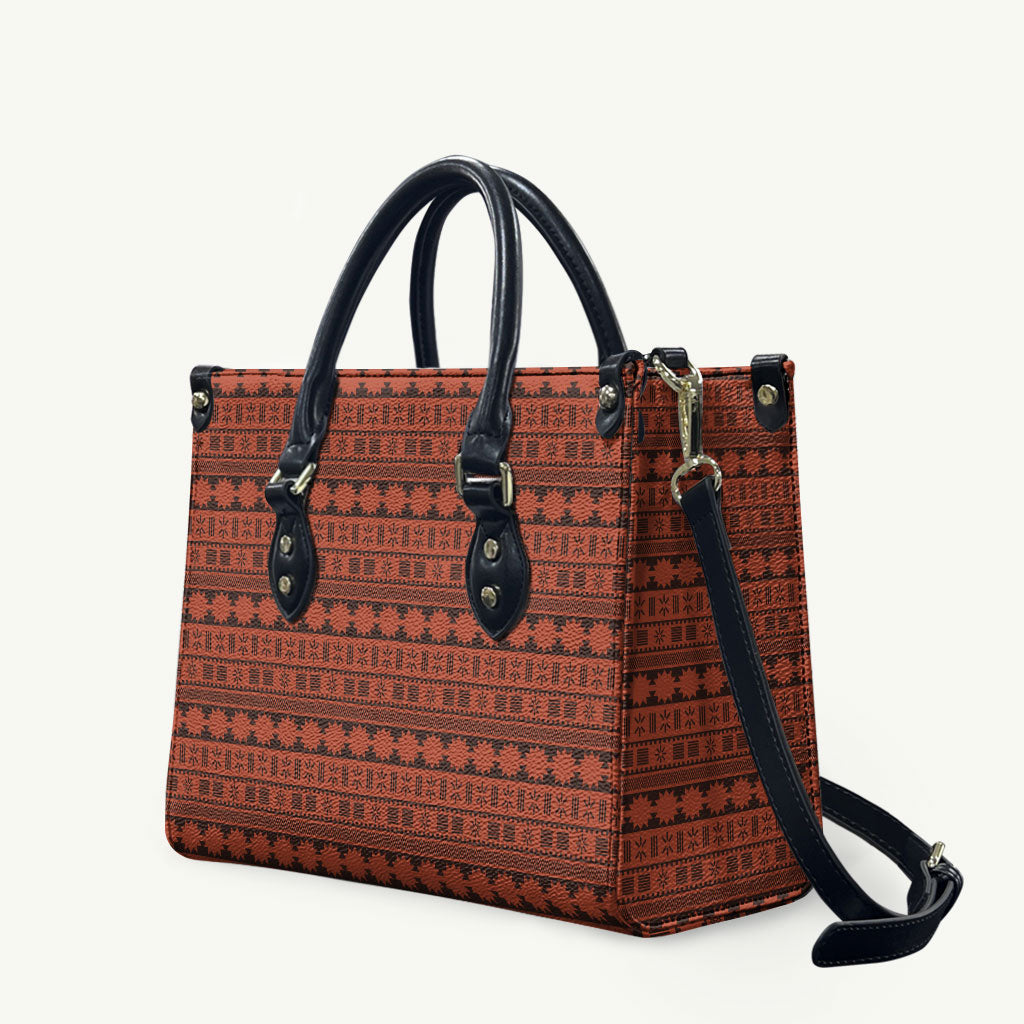 Polynesian Princess Inspired Tapa Pattern Leather Bag LT05 Red - Polynesian Pride