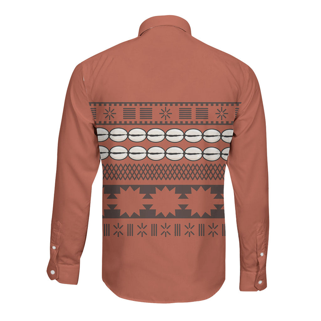 Polynesian Princess Inspired Tapa Pattern Long Sleeve Button Shirt LT05 - Polynesian Pride