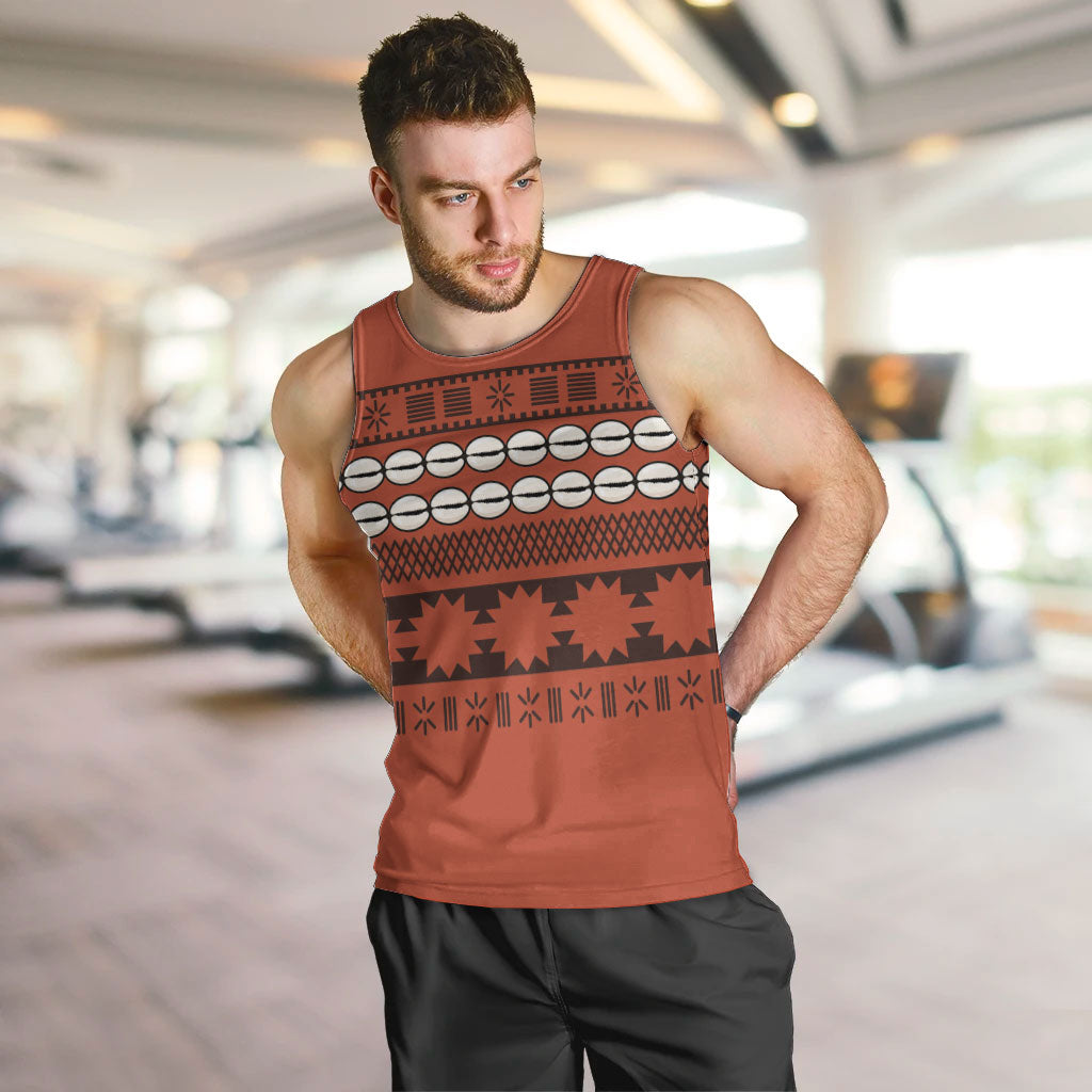 Polynesian Princess Inspired Tapa Pattern Men Tank Top LT05 Red - Polynesian Pride