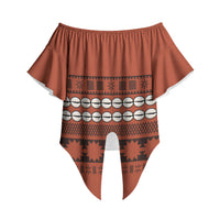 Polynesian Princess Inspired Tapa Pattern Off Shoulder Wrap Waist Top LT05 - Polynesian Pride