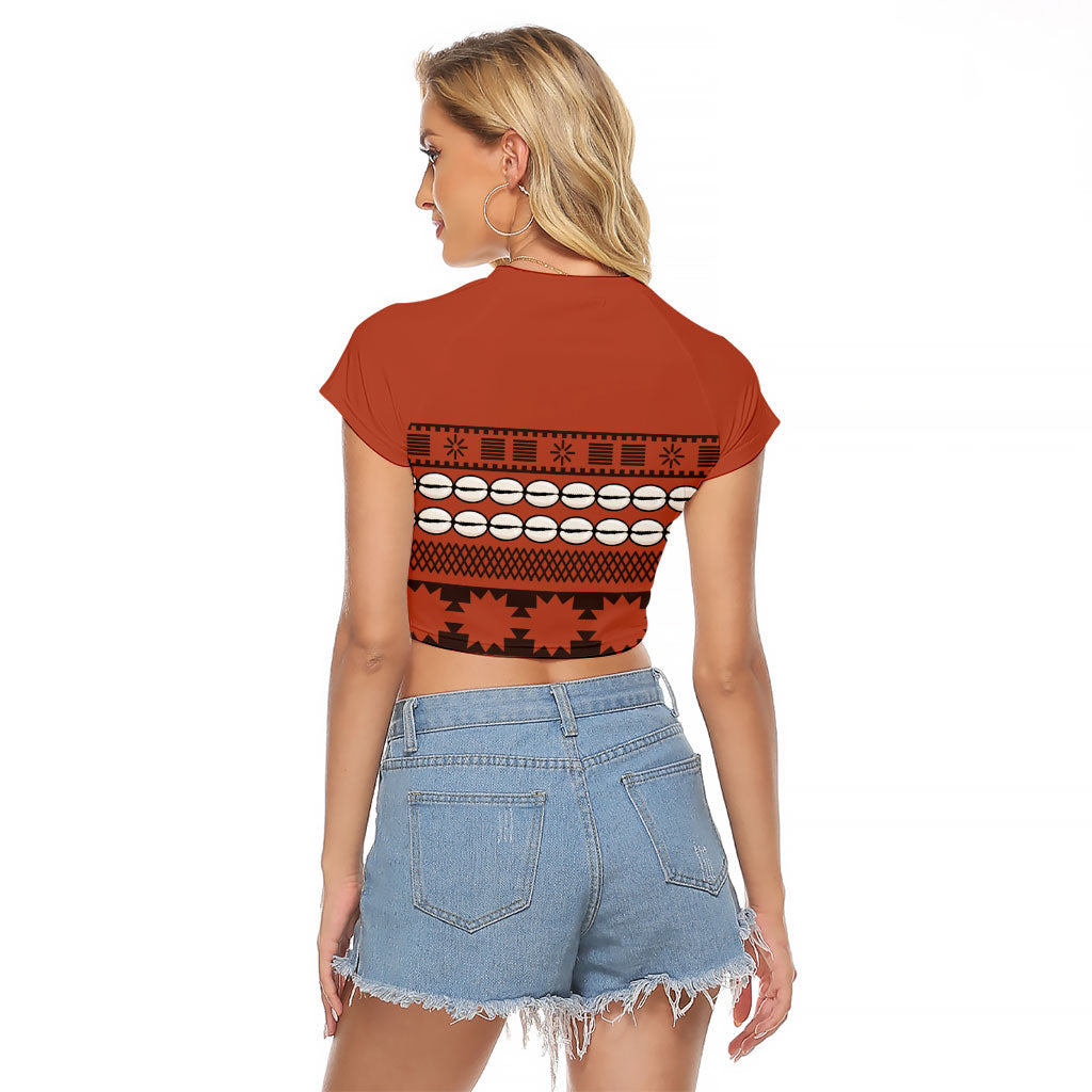 Polynesian Princess Inspired Tapa Pattern Raglan Cropped T Shirt LT05 - Polynesian Pride