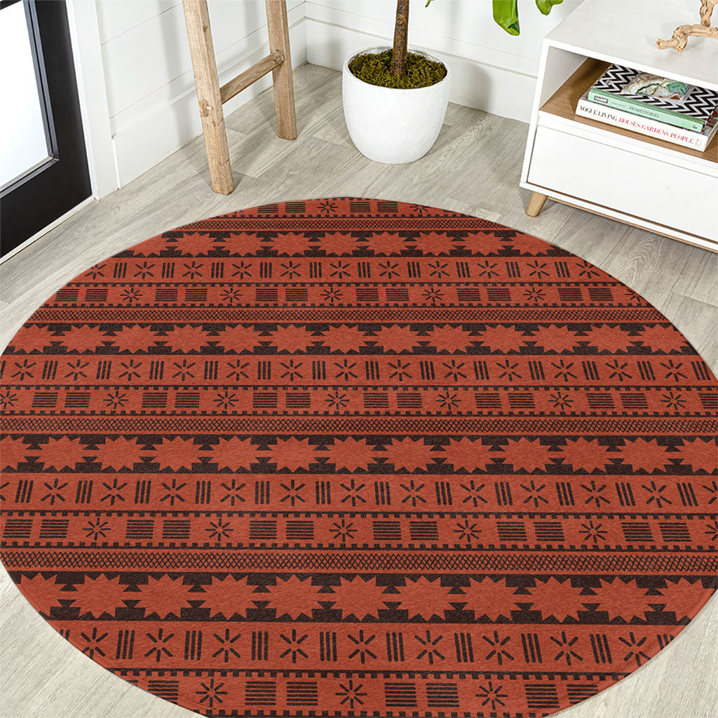 Polynesian Princess Inspired Tapa Pattern Round Carpet LT05 Red - Polynesian Pride