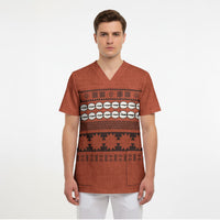 Polynesian Princess Inspired Tapa Pattern Scrub Top