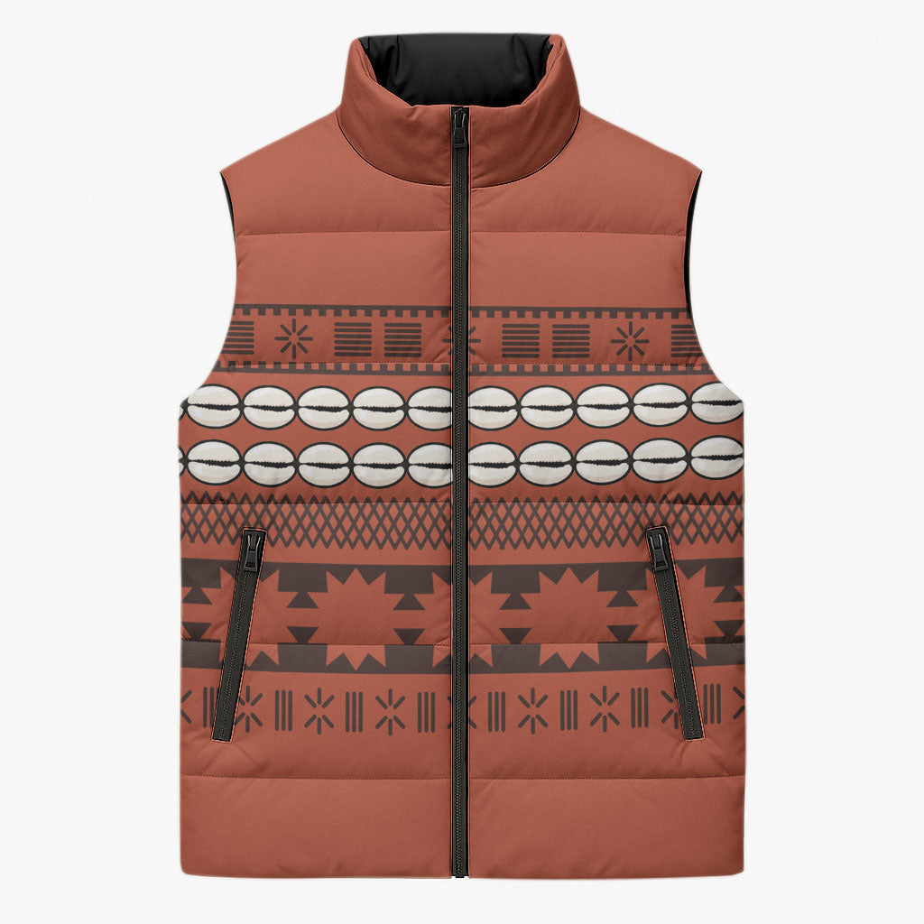 Polynesian Princess Inspired Tapa Pattern Sleeveless Puffer Jacket LT05 Unisex Red - Polynesian Pride