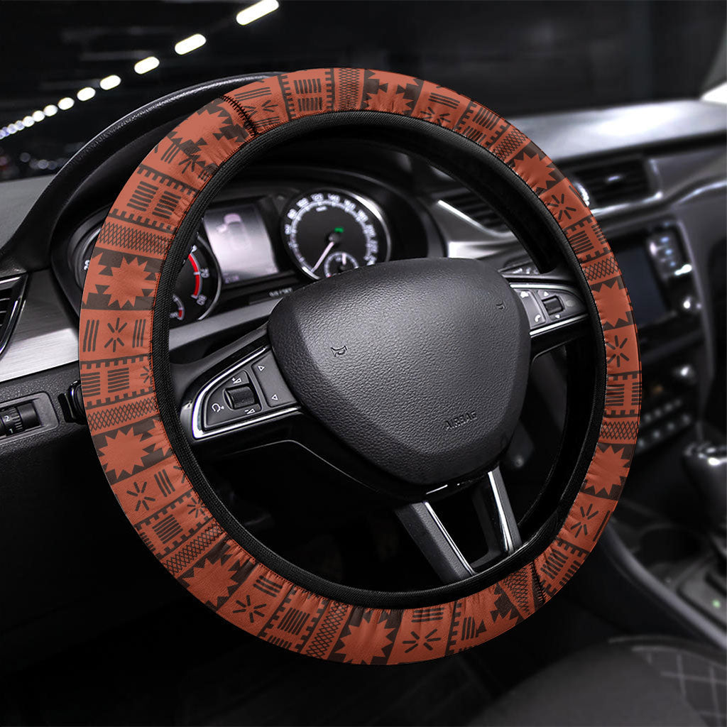 Polynesian Princess Inspired Tapa Pattern Steering Wheel Cover LT05 Universal Fit Red - Polynesian Pride