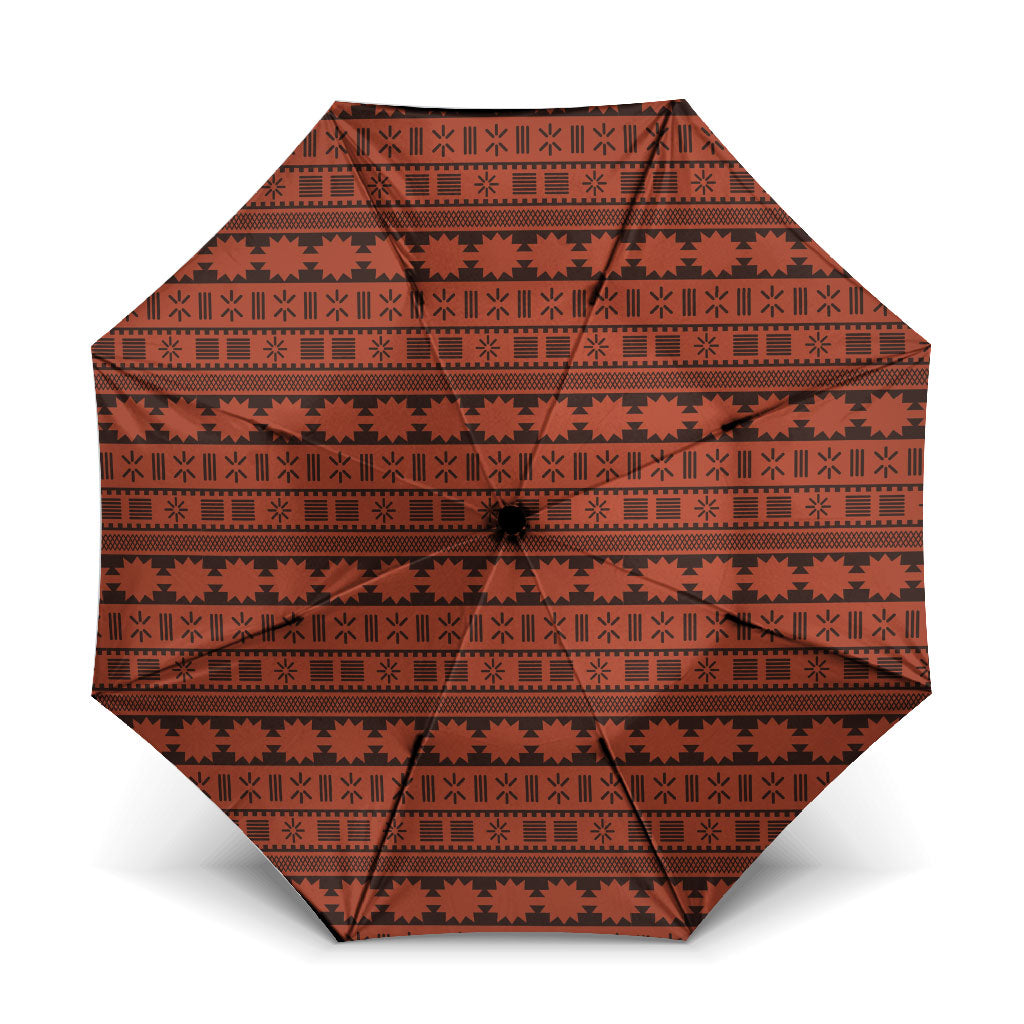 Polynesian Princess Inspired Tapa Pattern Umbrella LT05 One Size Folded 11.42 inch Opened Diameter 37.4 inch Red - Polynesian Pride