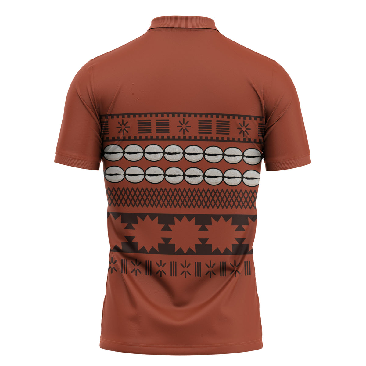 Polynesian Princess Inspired Tapa Pattern Zipper Polo Shirt