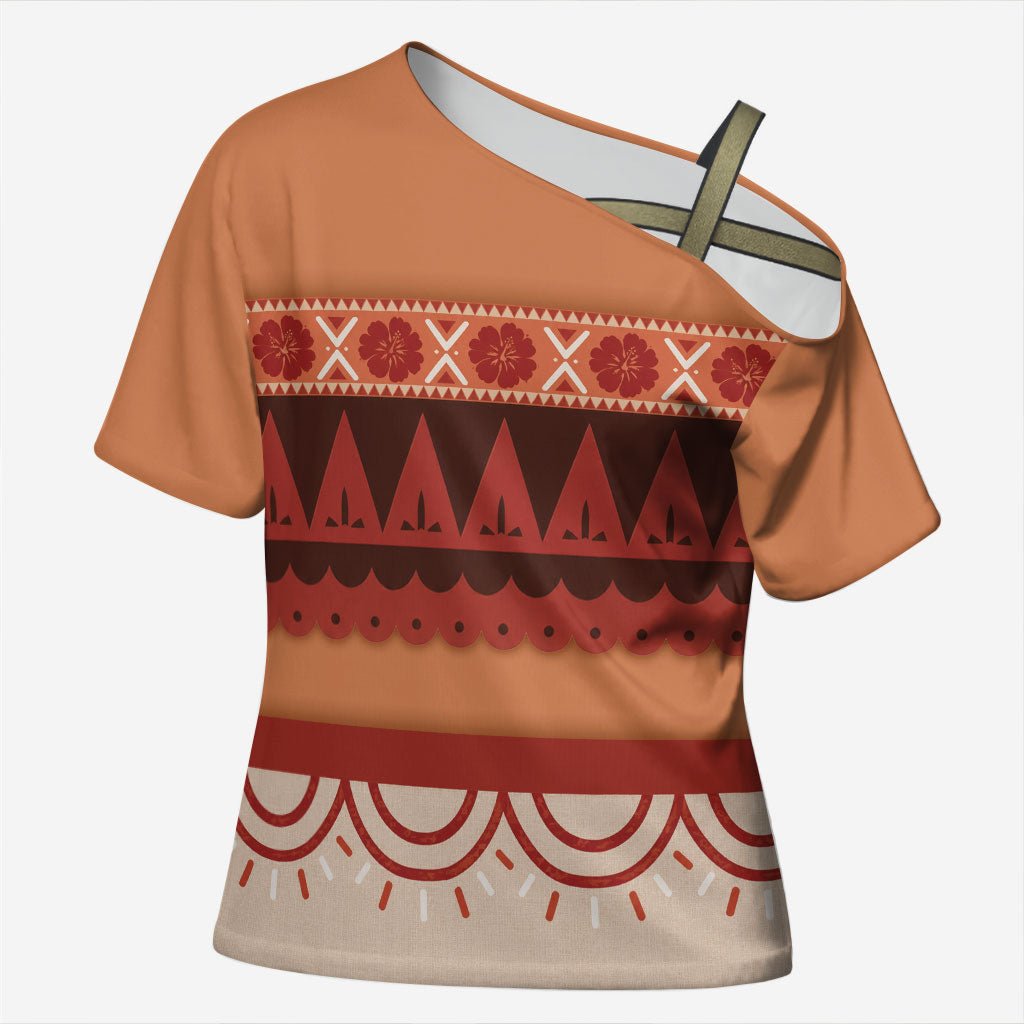 Polynesian Princess Inspired Cosplay Costume Cross Shoulder Shirt