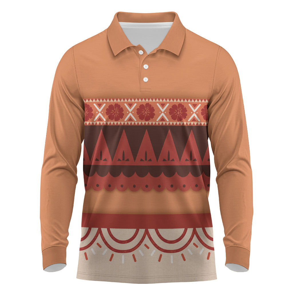 Polynesian Princess Inspired Cosplay Costume Long Sleeve Polo Shirt