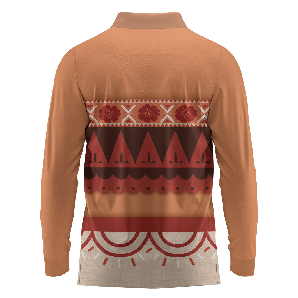 Polynesian Princess Inspired Cosplay Costume Long Sleeve Polo Shirt
