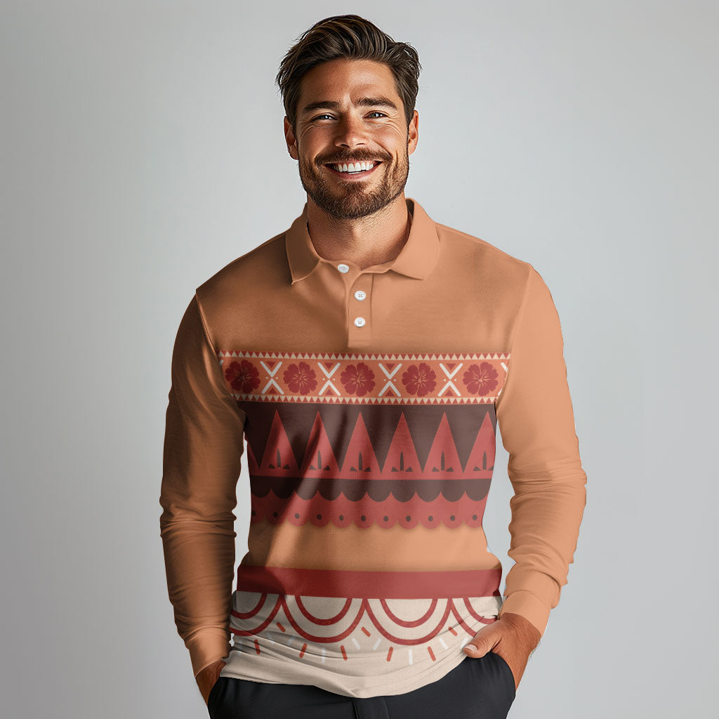 Polynesian Princess Inspired Cosplay Costume Long Sleeve Polo Shirt