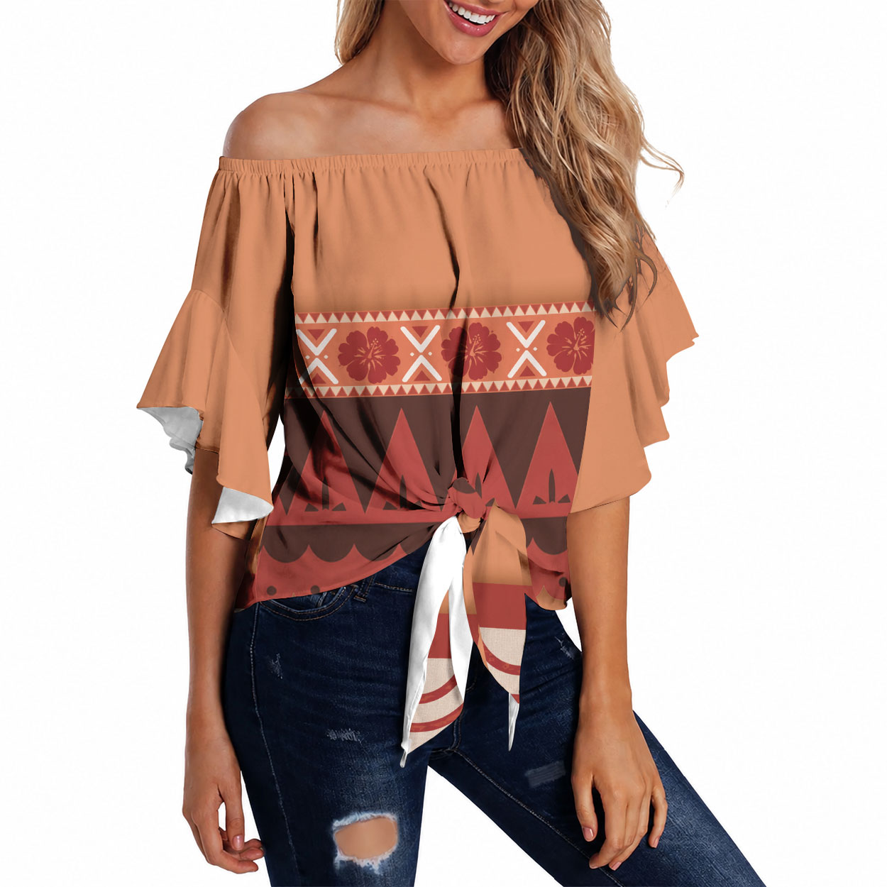 Polynesian Princess Inspired Cosplay Costume Off Shoulder Wrap Waist Top
