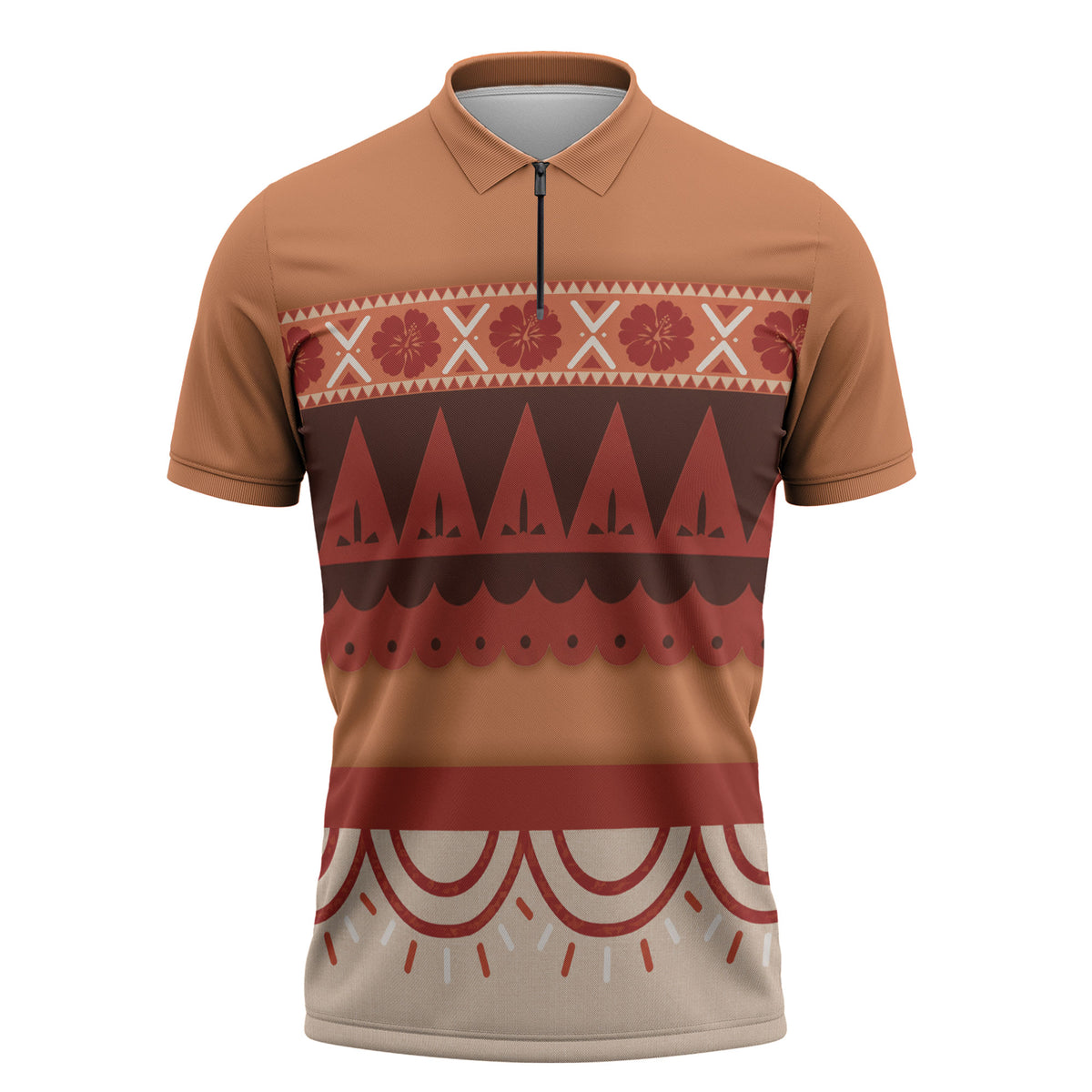 Polynesian Princess Inspired Cosplay Costume Zipper Polo Shirt