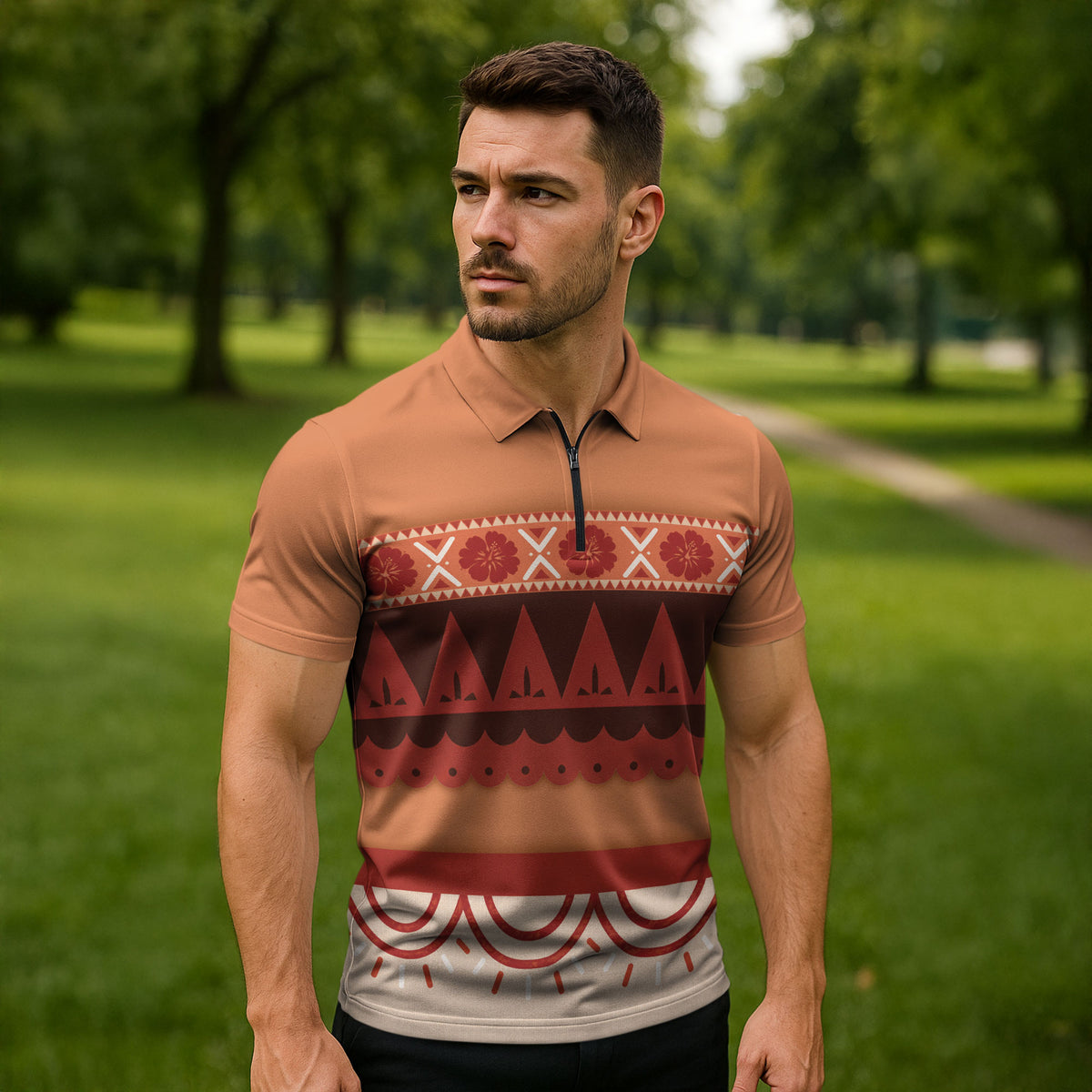 Polynesian Princess Inspired Cosplay Costume Zipper Polo Shirt