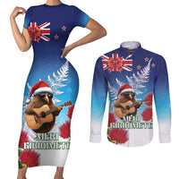 New Zealand Kiwi Christmas Couples Matching Short Sleeve Bodycon Dress and Long Sleeve Button Shirt Xmas Vibe