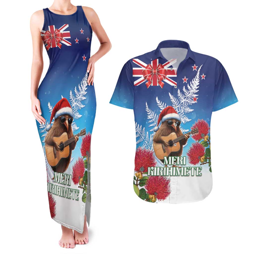 New Zealand Kiwi Christmas Couples Matching Tank Maxi Dress and Hawaiian Shirt Xmas Vibe