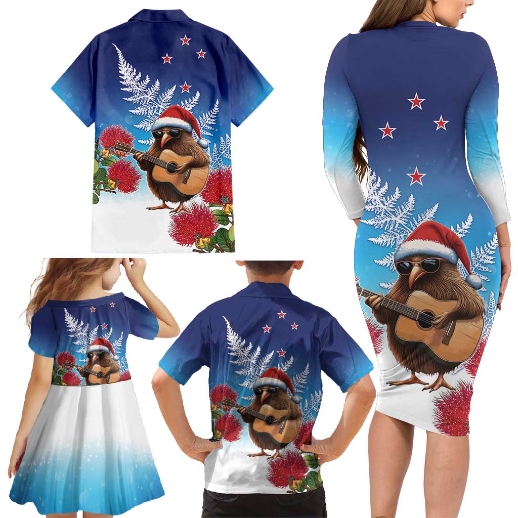 New Zealand Kiwi Christmas Family Matching Long Sleeve Bodycon Dress and Hawaiian Shirt Xmas Vibe LT05 - Polynesian Pride
