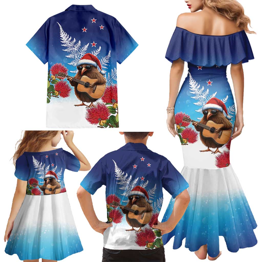 New Zealand Kiwi Christmas Family Matching Mermaid Dress and Hawaiian Shirt Xmas Vibe