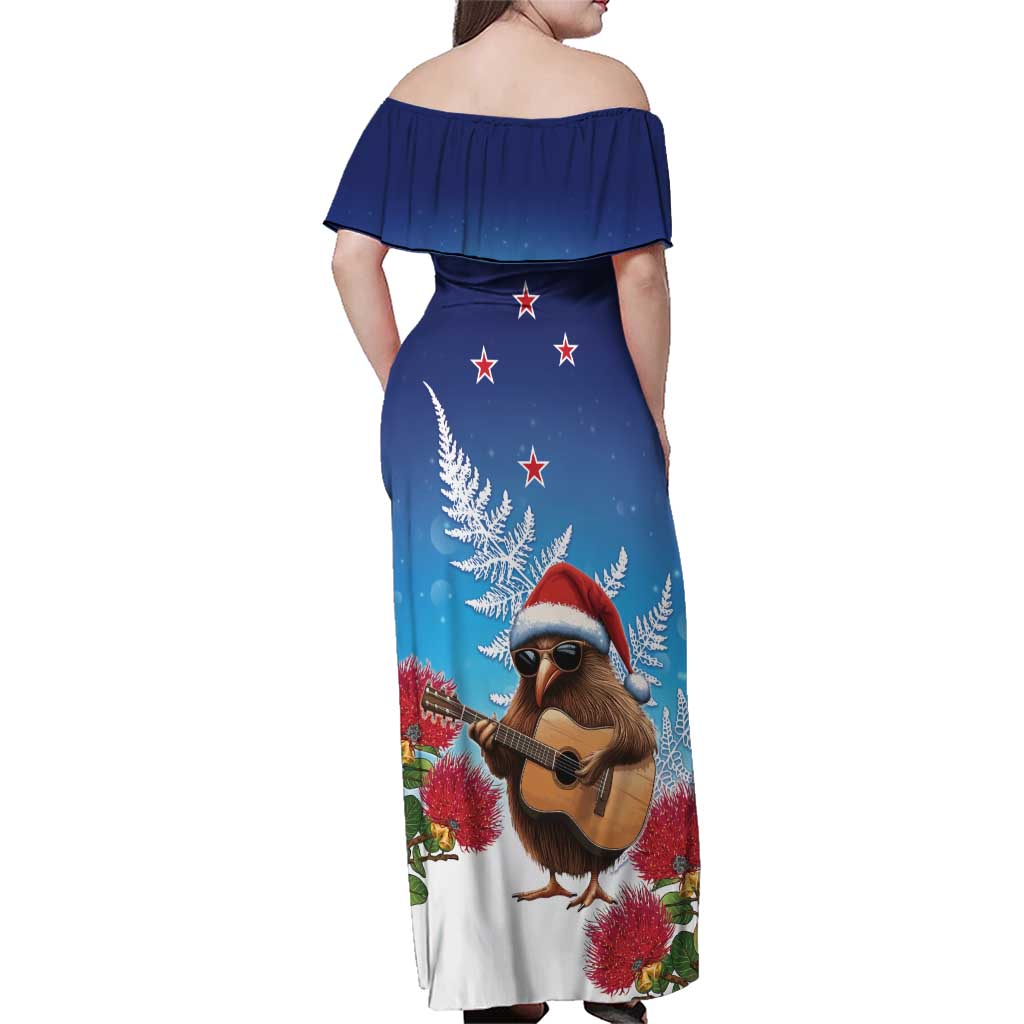 New Zealand Kiwi Christmas Family Matching Off Shoulder Maxi Dress and Hawaiian Shirt Xmas Vibe