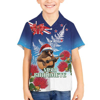 New Zealand Kiwi Christmas Family Matching Puletasi and Hawaiian Shirt Xmas Vibe LT05 Son's Shirt Blue - Polynesian Pride