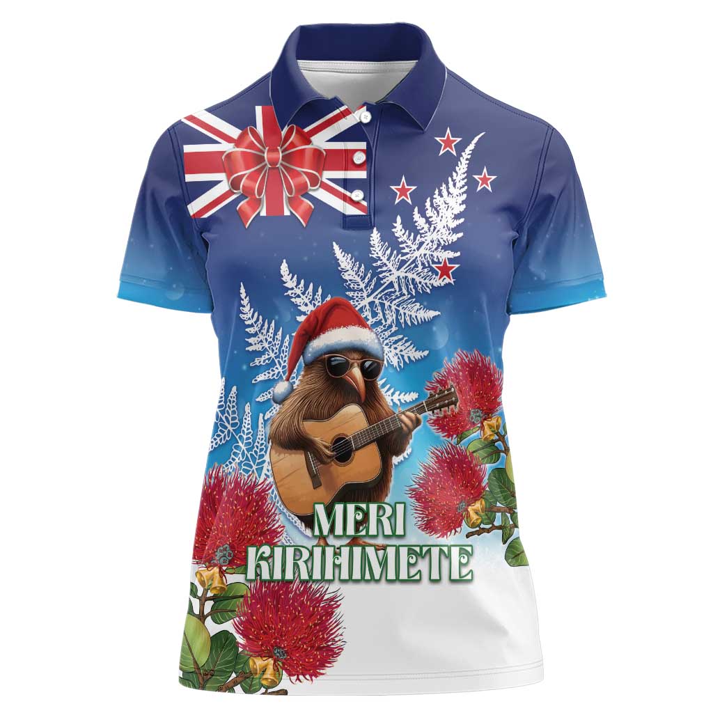 New Zealand Kiwi Christmas Women Polo Shirt Xmas Vibe