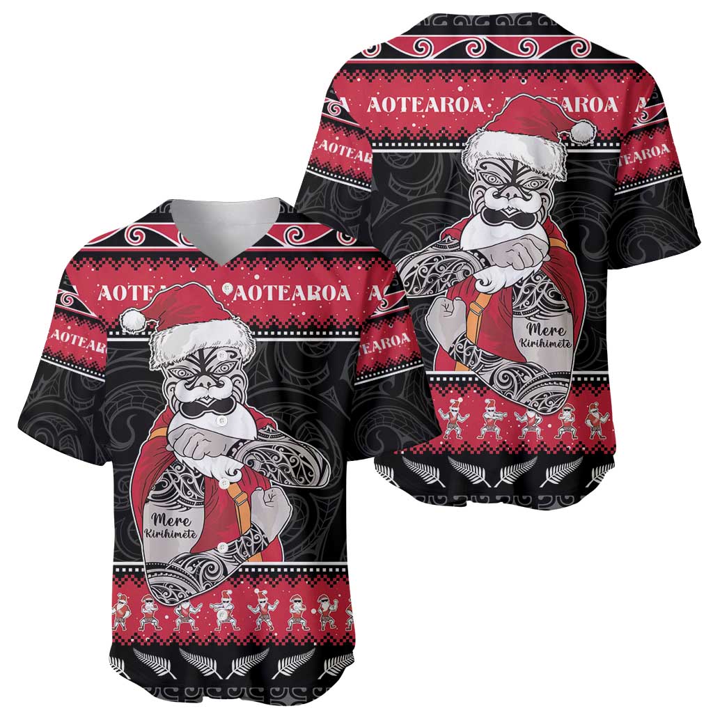 New Zealand Santa Tiki Christmas Baseball Jersey Meri Kirihimete