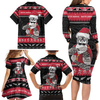 New Zealand Santa Tiki Christmas Family Matching Long Sleeve Bodycon Dress and Hawaiian Shirt Meri Kirihimete LT05 - Polynesian Pride