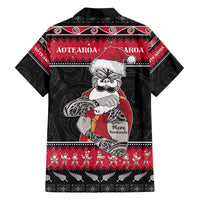 New Zealand Santa Tiki Christmas Family Matching Off The Shoulder Long Sleeve Dress and Hawaiian Shirt Meri Kirihimete LT05 - Polynesian Pride