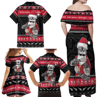 New Zealand Santa Tiki Christmas Family Matching Off Shoulder Maxi Dress and Hawaiian Shirt Meri Kirihimete