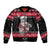 New Zealand Santa Tiki Christmas Sleeve Zip Bomber Jacket Meri Kirihimete